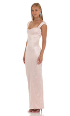 Satin Maxi Dress in Pink
