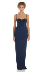 Ruched Maxi Dress in Navy