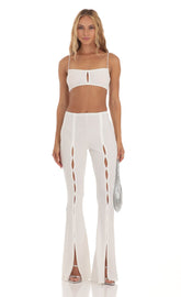 Crinkle Two Piece Set in White