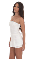 Rhinestone Romper in White