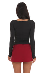 Side Slit Mini Skort in Maroon