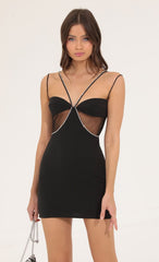 Mesh Cut Out Dress in Black