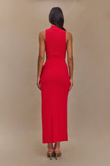 Stephanie Cut Out Knit Maxi Dress - Red