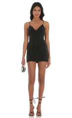 Bow Tie Bodycon Dress in Black