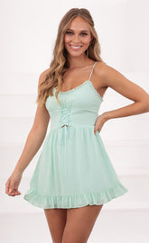 Chiffon Mini Dress in Mint