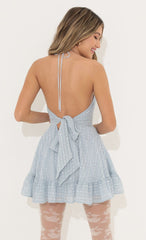 Chiffon Ruffle Dress in Blue