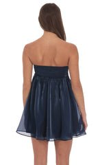 Florette Strapless Babydoll Dress in Navy