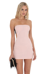Back Lace Strapless Dress in Pink