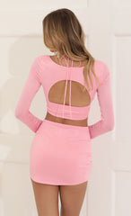 Shimmer Two Piece Skirt Set in Pink