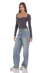 Mid Rise Baggy Jeans in Faded Blue