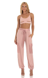 Shimmer Two Piece Set in Pink