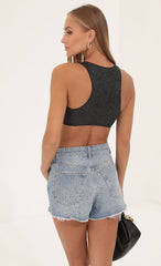 Glitter Racer Back Top in Black