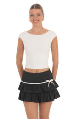 Bow Ruffle Skirt in Black