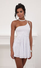 One shoulder Lace A-line Dress