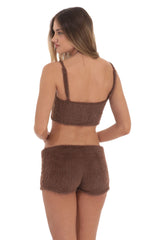 Fuzzy Crop Top in Brown