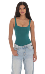 Basic Tank Bodysuit in Teal