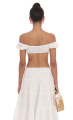 Off Shoulder Crop Top in White
