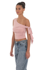 Off Should Tie Sleeve in Mauve Pink