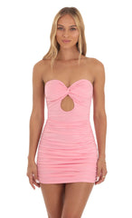 Shimmer Strapless Dress in Pink