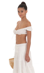 Off Shoulder Crop Top in White