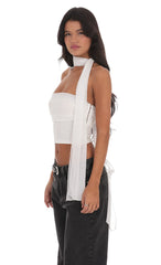 Strapless Scarf Top in White