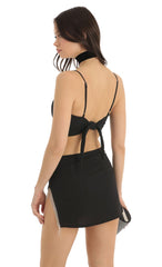 Rhinestone Two Piece Skirt Set in Black