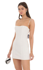 Black Back Bow Bodycon Dress in White