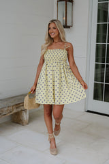 Julie Polka Dot Babydoll Dress-Butter Yellow
