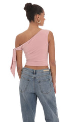 Off Should Tie Sleeve in Mauve Pink