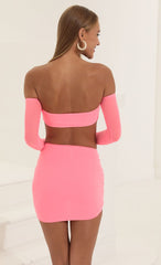 Mesh Two Piece Skirt Set in Pink