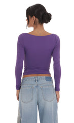Fitted Long Sleeve Top in Purple