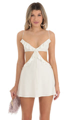 Ruffle Cut-Out Dress in Ivory