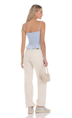 Straight Leg Mid-Rise Jeans in Cream