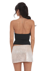 Sequin Velvet Mini Skort in Champagne