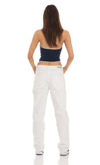 Straight Cargo Jeans in White