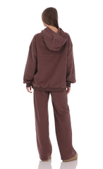 Fleece Straight Sweatpants in Brown