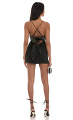 Bow Tie Bodycon Dress in Black