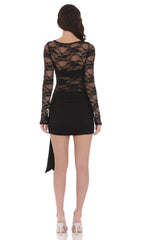 Sheer Lace Cutout Cress in Black