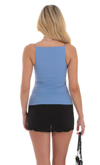 Straight Neck Top in Blue
