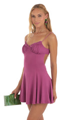 Ruched A-line Dress in Magenta