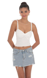 Shoulder Ties Twist Top in White