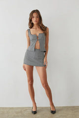 Olive Gingham Micro Mini Skort