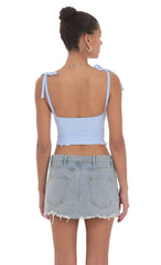 Shoulder Ties Twist Top in Blue