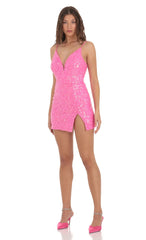 Sequin Bodycon Dress in Hot Pink
