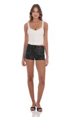 Studded Faux Leather Shorts in Black