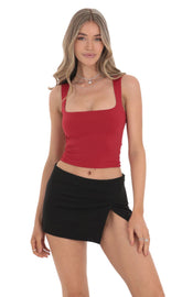 Scoop Neck Tank Top in Red