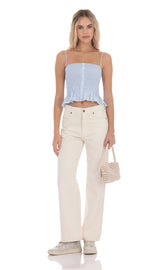 Straight Leg Mid-Rise Jeans in Cream