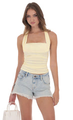 Low Rise Slit Denim Shorts in Light Blue
