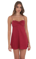 Jacquard Floral Back Lace Dress In Burgundy