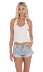 Low Rise Cuffed Denim Shorts in Light Blue